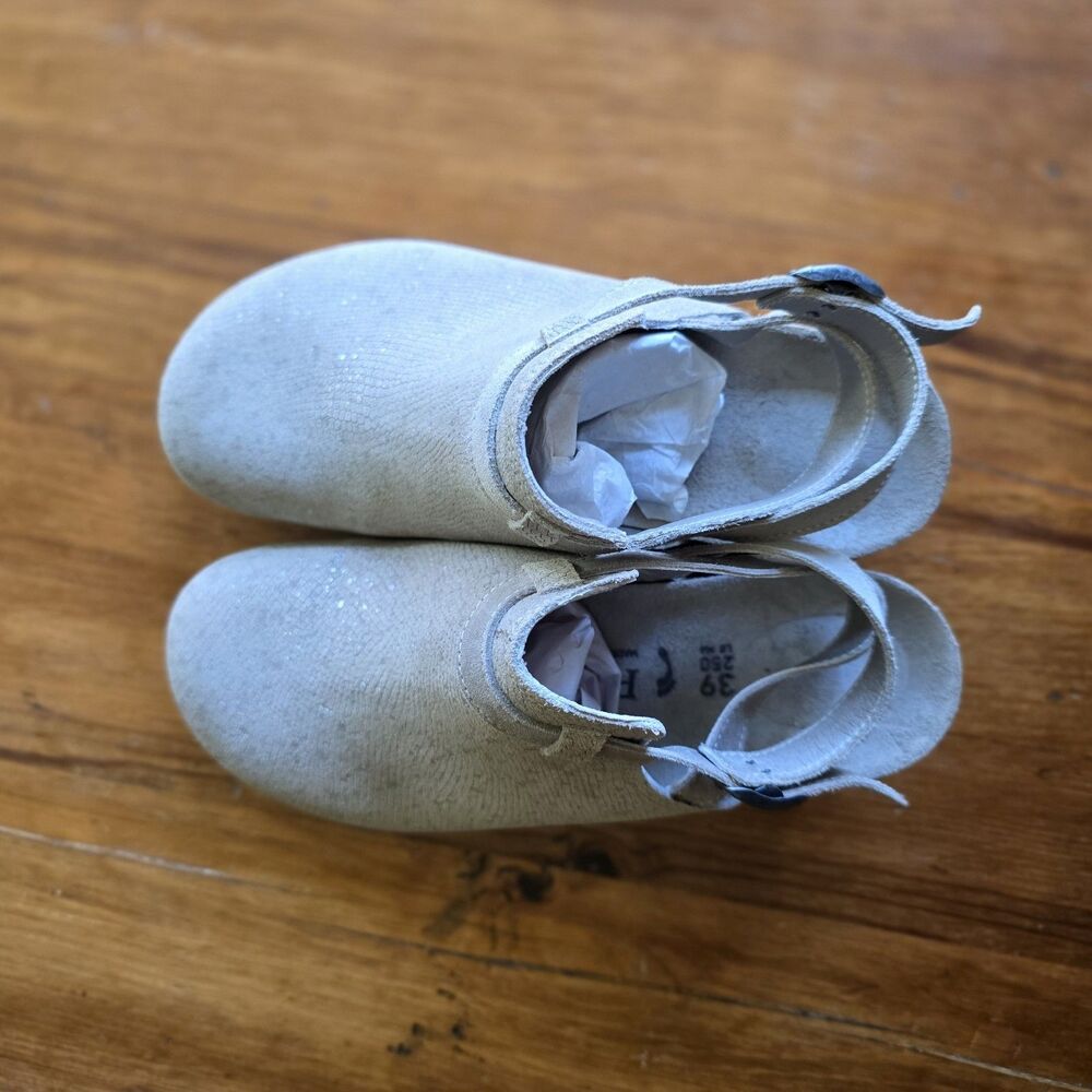 Papillio By Birkenstock Esra Embossed Beige Suede Leather Wedge Clog Size 39 (8) - Picture 8 of 8